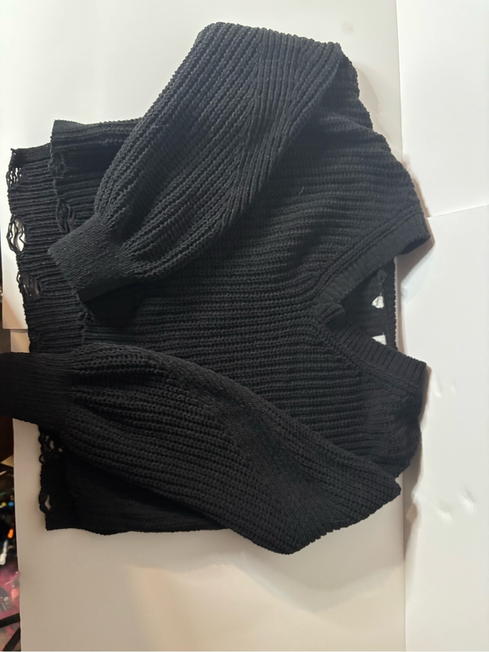 Black Chunky V-Neck Women's Sweater